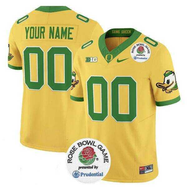 Men%27s Oregon Ducks Active Player Custom Gold 2024 F.U.S.E. Rose Bowl Vapor Limited Stitched Football Jersey